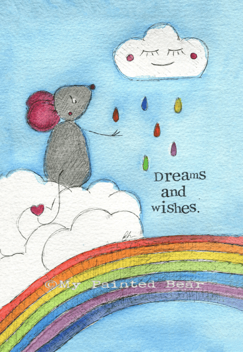 Dreams & Wishes - A6 Notebook my painted bear