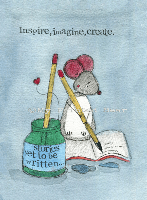 Inspire, Imagine, Create -A6 Notebook my painted bear