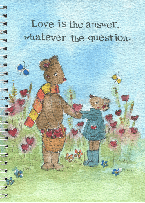 Love is the answer - A5 Notebook my painted bear